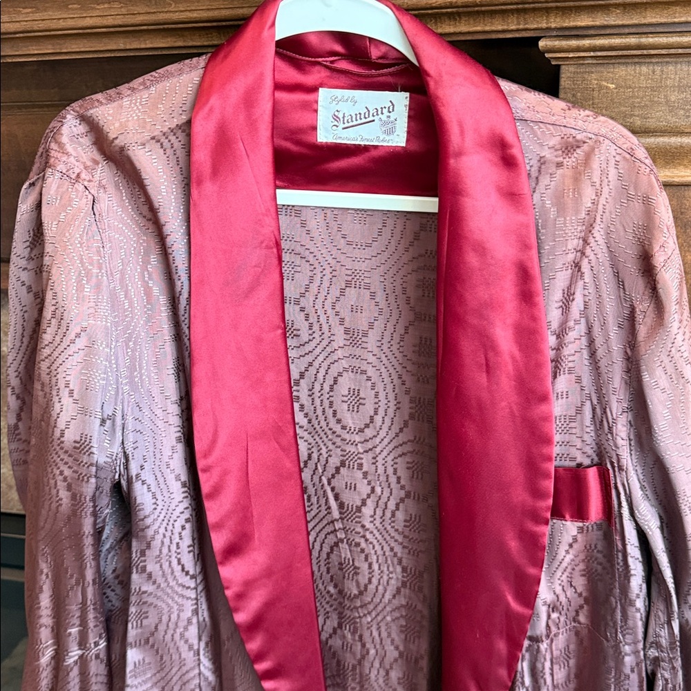 Vintage 1940s brown burgundy paisley smoking robe atomic Styled by Standard L/XL - Picture 4 of 16